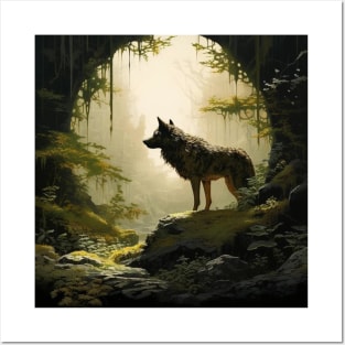 Mystic Wolf in Enchanted Forest Posters and Art